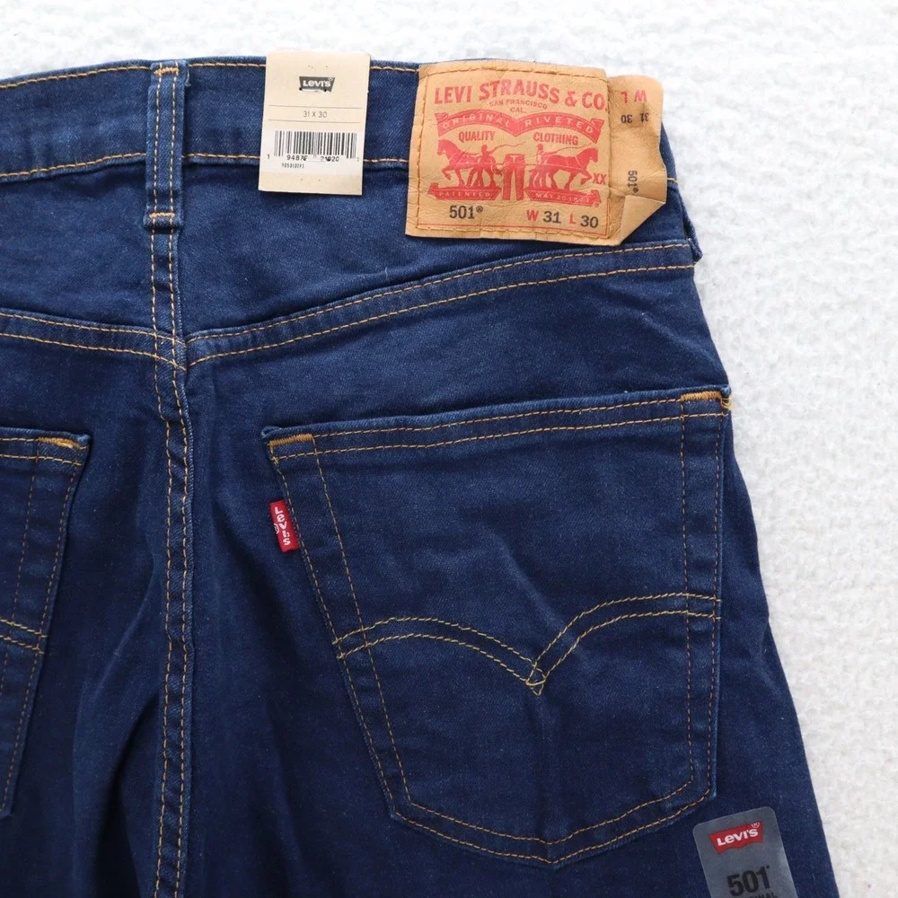 Levis 501 Jeans Mens 31x30 Blue Original Button Fly Stretch Denim Grunge 90s Y2K